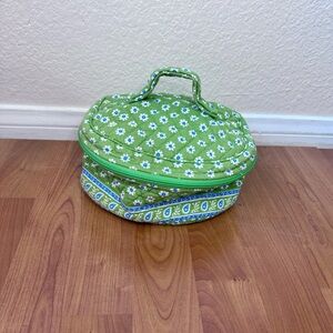 Vintage Vera Bradley Round Green Cosmetic Bag